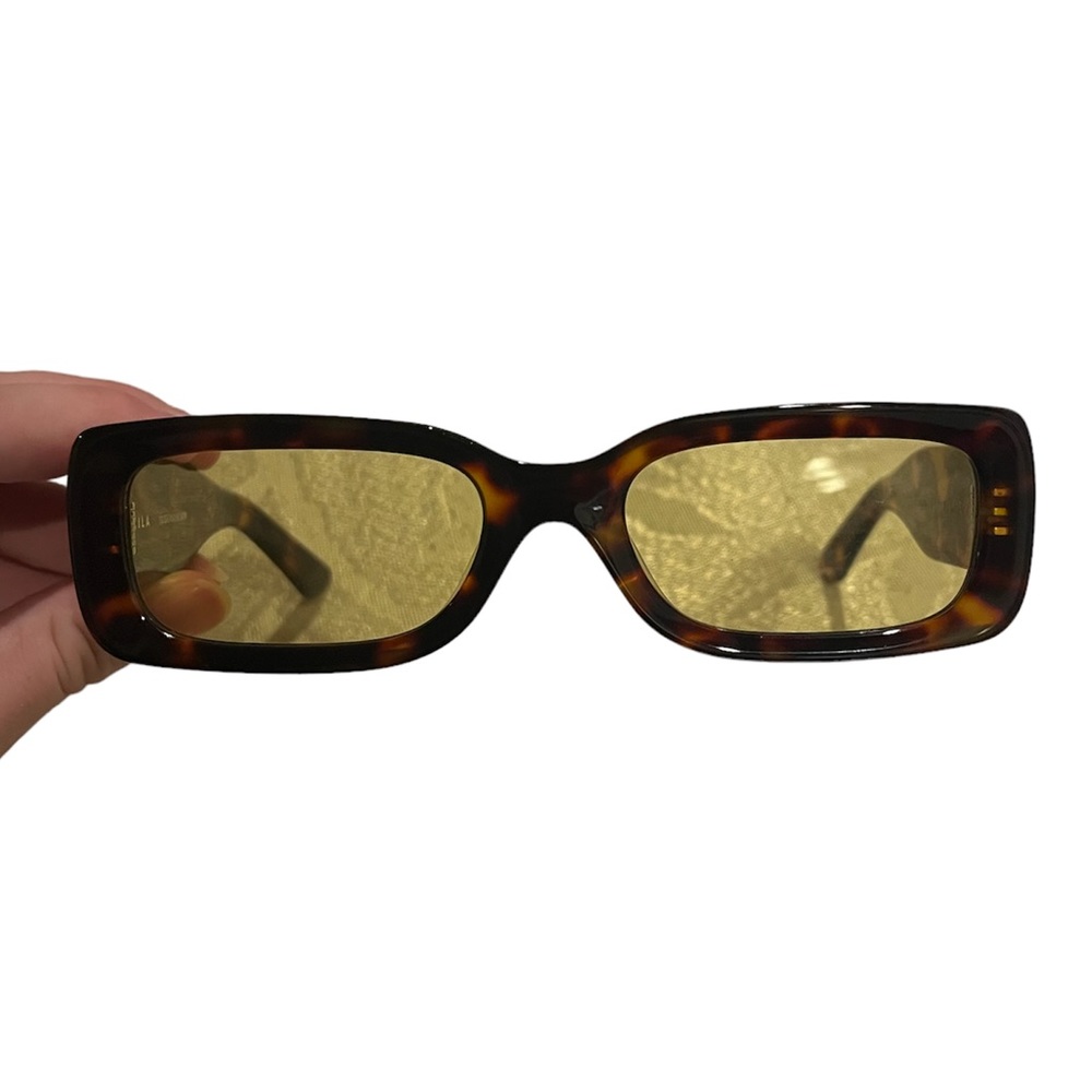 Tortoiseshell Rectangle Sunglasses with Yellow Lenses
